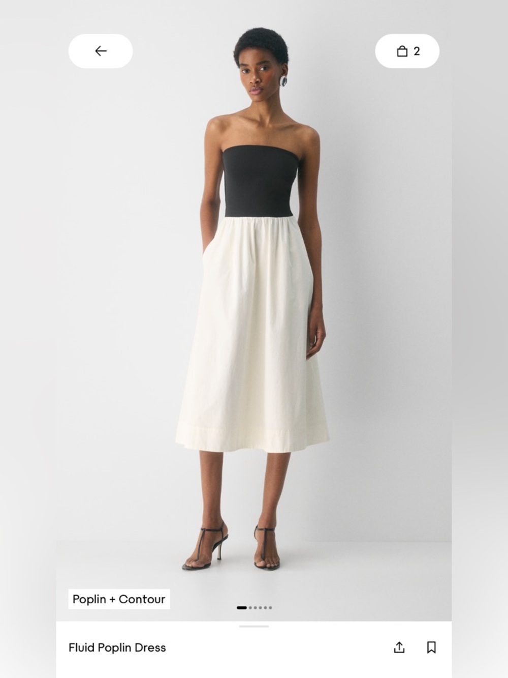 ARITZIA FLUID POPLIN DRESS CREAM/BLACK